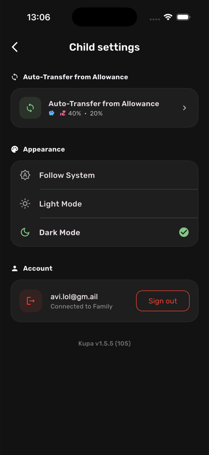 Dark mode applied across Kupa3
